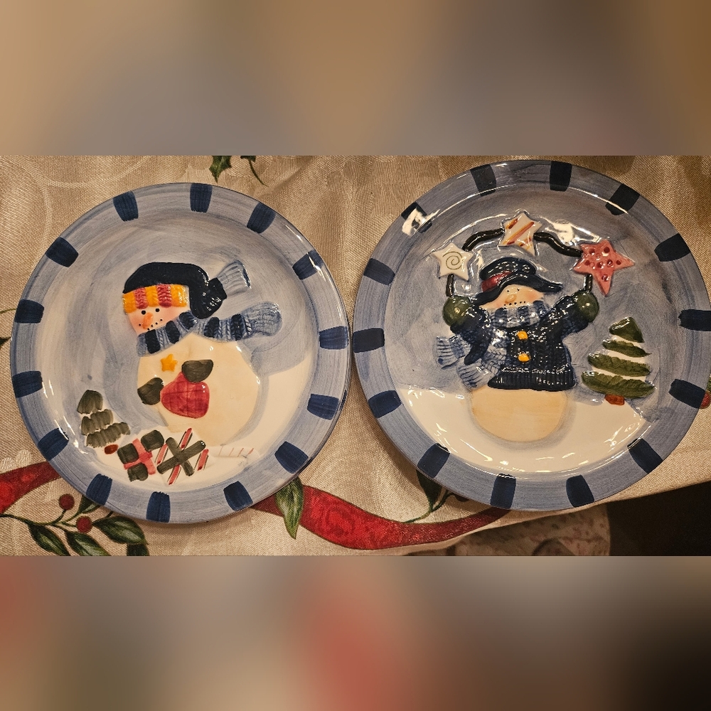 Festive Snowman Plates & Cup Set